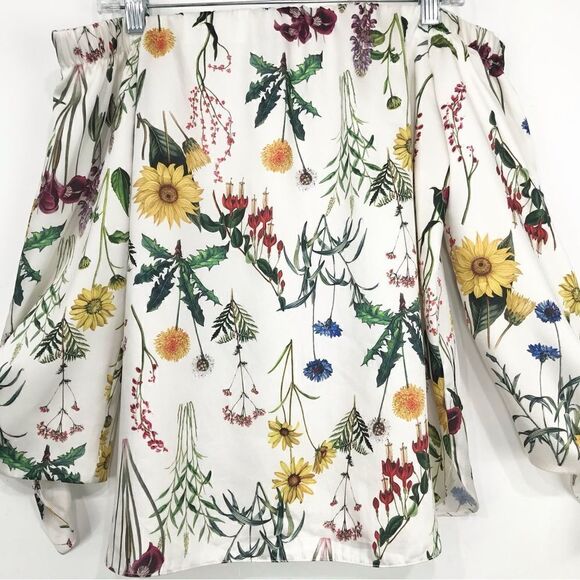 Bailey 44 Revolve Colorful Floral Botanical Off Shoulder Blouse in Chalk - Picture 9 of 16